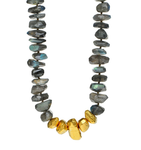 <P dir=ltr class=Body>Labradorite necklace with 5 stones wrapped in 24K Gold</P>