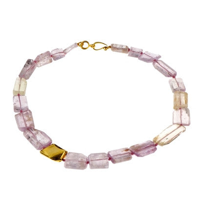 <P dir=ltr class=Body>One of a Kind Fabulous Necklace of Pink&nbsp;Kunzite with one stone wrapped in 24K Gold. 18" Long. </P>