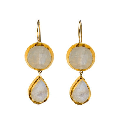 <P dir=ltr class=Body>Double Moonstone Earrings all wrapped with 24k gold Hang 42mm Width 14mm</P>