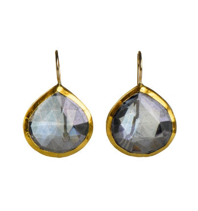 <P dir=ltr class=Body>Large Teardrop of Blue Mystic Earrings wrapped with 24K Gold Hang 30mm Width 20mm</P>