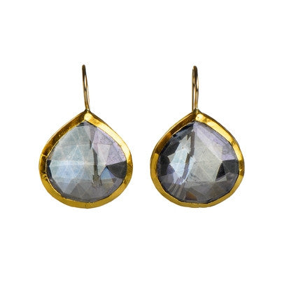 <P dir=ltr class=Body>Large Teardrop of Blue Mystic Earrings wrapped with 24K Gold Hang 30mm Width 20mm</P>