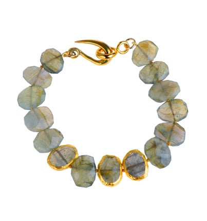 <P dir=ltr class=Body>Bracelet of Labradorite with three stones wrapped with 24K Gold 15" Long or upon request</P>