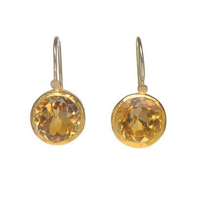 <P dir=ltr class=Body>Round Citrine Earrings wrapped with 24K Gold </P>