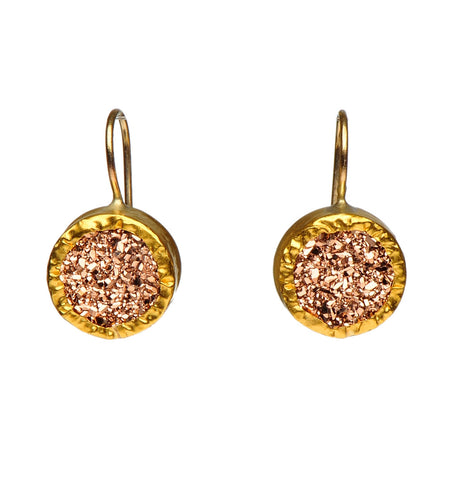 <P dir=ltr class=Body>Small Pink Pyrite Earrings wrapped with 24K Gold Hang 20mm Width 11mm</P>