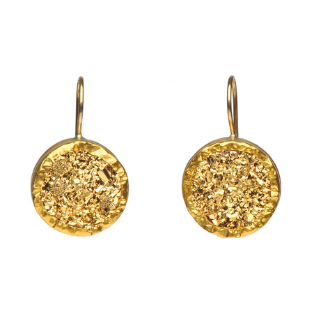 <P dir=ltr class=Body>Large Golden Pyrite Earrings wrapped with 24K Gold Hang 25mm Width 16mm </P>