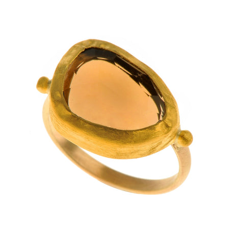 <P class=Body dir=ltr>Uneven Shaped, ONE OF A KIND,&nbsp;Citrine Gold ring wrapped with 24K Gold Available&nbsp;size 6.5 only! </P>