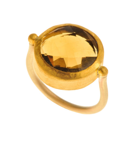 <P dir=ltr class=Body>Round Smoky Topaz Gold Ring wrapped with 24K Gold </P>