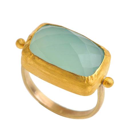 <P dir=ltr class=Body>Gold Rectangle Blue Chalcedony Ring wrapped with 24k Gold Measurments of stone is&nbsp;20 x 11mm Available any size! Shape color and size of Tourmaline may vary</P>