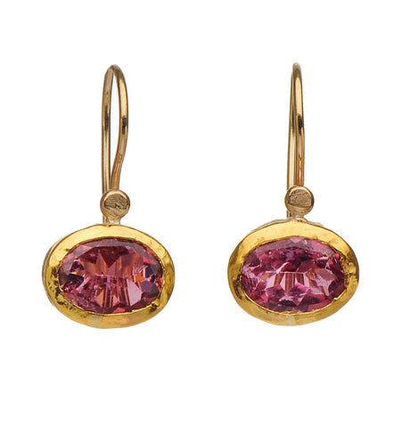 <P dir=ltr class=Body>Small Pink Topaz Earrings wrapped with 24K Gold Hang 20mm Width 10mm</P>