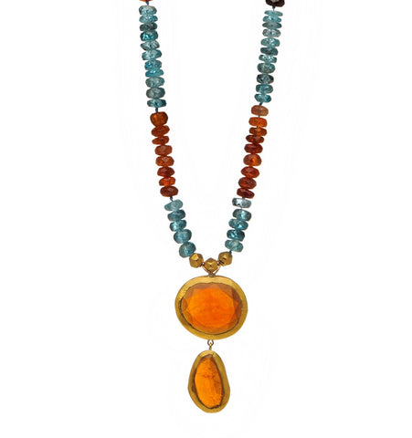 <P dir=ltr class=Body>Necklace of Natural Zircon with two Hessonite wrapped with 24K Gold18" Long or upon request </P>