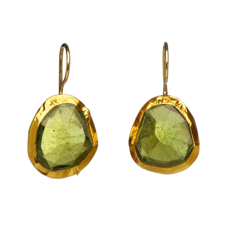 <P dir=ltr class=Body>&nbsp;Uneven shaped Bassanite Earrings wrapped with 24K Gold Hang 28mm Width 15mm</P>