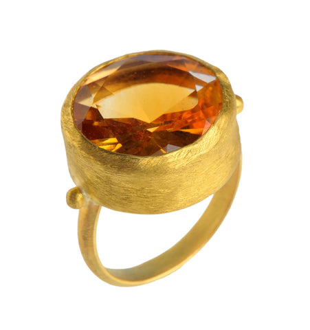 <P dir=ltr class=Body>Round Large Citrine Ring wrapped with 24K Gold and Gold Band </P>