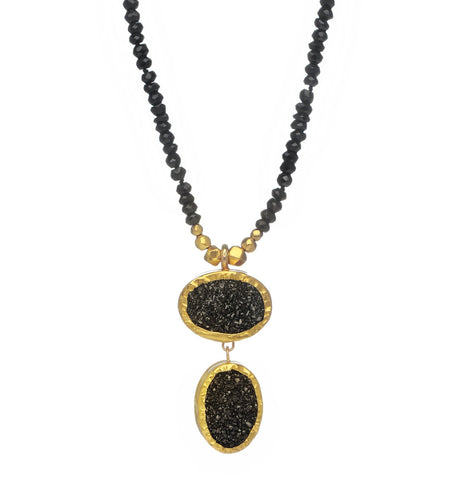 <P dir=ltr class=Body>Spinel Necklace with double Pyrite drop wrapped with 24K Gold. 18" Long or upon request!</P>