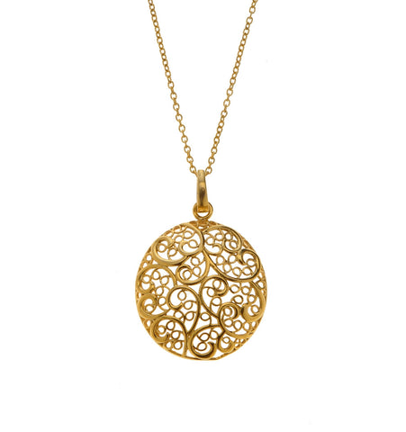 <P class=Body dir=ltr>Delicate Ethnic Vermeil Necklace 18" Long. Height of Drop is 1.5"</P>
