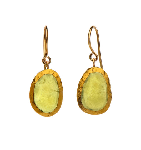 <P dir=ltr class=Body>Uneven shaped Bassonite Earrings wrapped with 24K Gold</P>