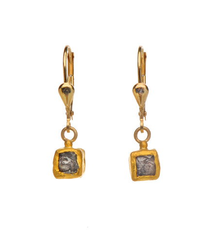<P class=Body dir=ltr>One of a kind Raw Diamond Earrings wrapped with 24K Gold On Lever Back, can be used day and night and always look great!</P>