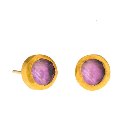 <P dir=ltr class=Body>Stud Amethyst Earrings wrapped with 24K Gold</P>