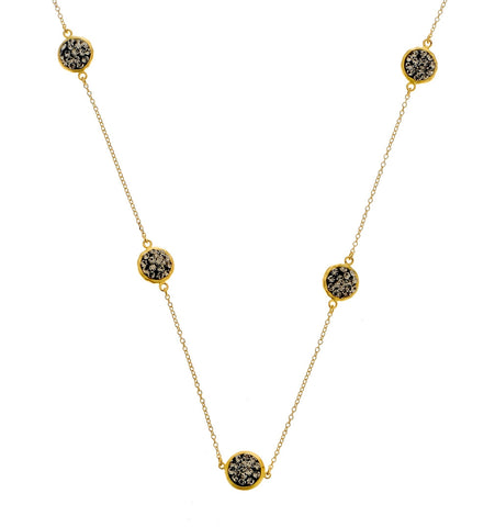 <P class=Body dir=ltr>Vermeil over Sterling Silver Necklace with Six Crystal Stations. Each station has Double sides&nbsp;. 16" Long + 2" Extension </P>