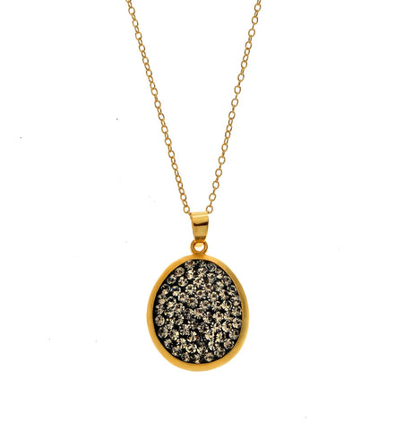 <P class=Body dir=ltr>Vermeil over Sterling Silver Necklace with One Oval Crystal Station. 16" Long + 2" Extension </P>