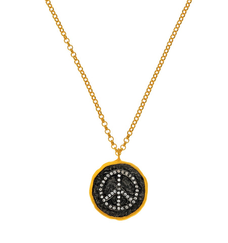<P class=Body dir=ltr>Peace Necklace made of Brass and Coated with 2 Micron of 24K Gold 17" Long. Drop is 1" </P>