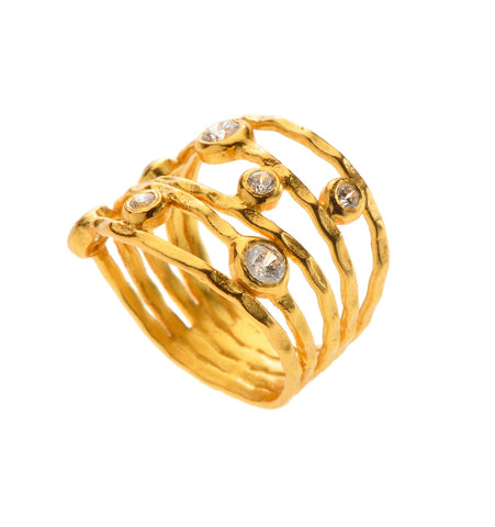 <P dir=ltr class=Body>Stackable in One Ring, 10K Yellow Gold Coated with 2 Micron of 24K Gold and White Topaz. Hight 15mm (Back Band is 7mm). Available Sizes 6 and 6.5 Only!</P>