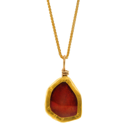 <P dir=ltr class=Body>14K Gold Necklace with an uneven shaped Pink Tourmaline drop Pendant wrapped with 24K Gold Necklace is&nbsp;16.5" Long. Pendant is 14mm x 16mm</P>