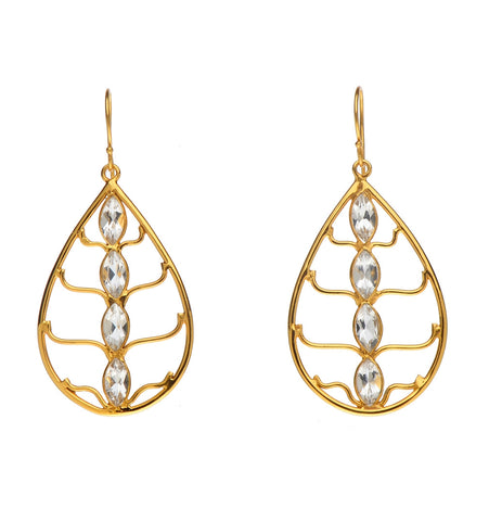 <P dir=ltr class=Body>Beautiful 14K Gold Teardrop Earrings with White Topaz Hang 55mm Width 25mm </P>