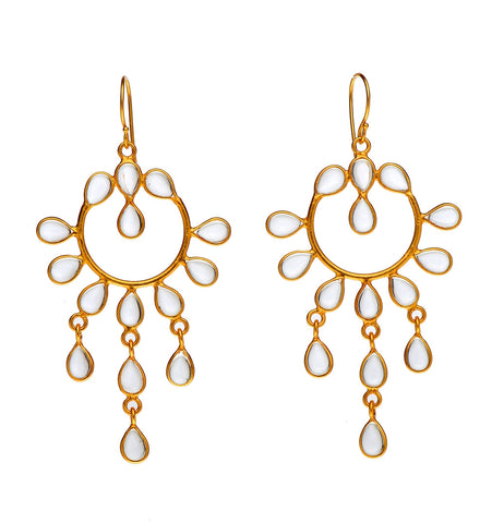 <P dir=ltr class=Body>Long Chandelier 24K Vermeil over Sterling Silver Earrings with Crystals. Hang 70mm Width 35mm</P>