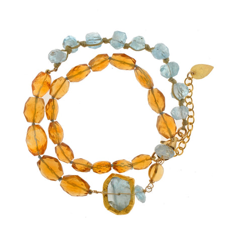 <P dir=ltr class=Body>Bracelet of Citrine and Aquamarine wrapped with 24K Gold 14" Long or upon request</P>