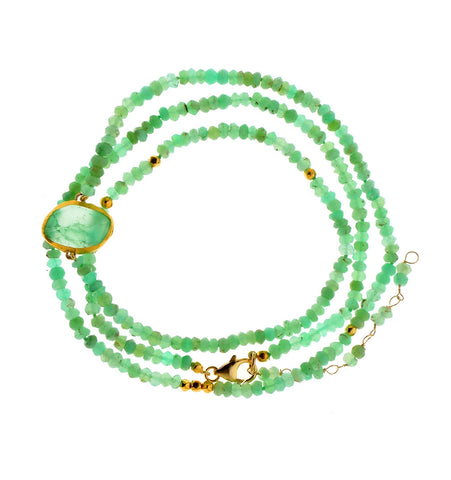 <P dir=ltr class=Body>Chrysophase Bracelet and one stone wrapped with 24K Gold 13" Long + 2.5" Extension </P>