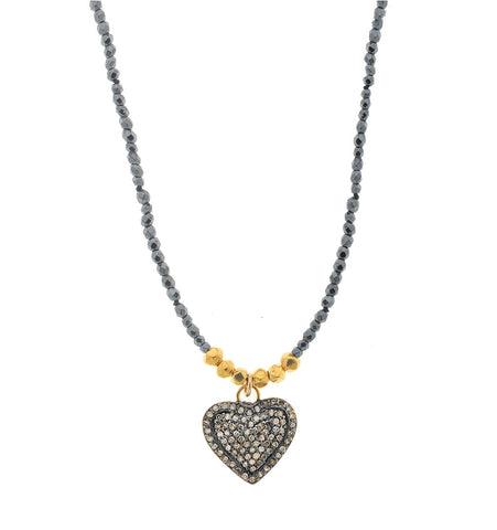<P class=Body dir=ltr>Tiny Pyrite necklace and a Heart Pendant with Diamonds 17" Long (or upon request) + 0.8" Pendant</P>