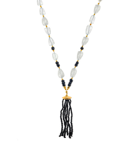 <P class=Body dir=ltr>Long Necklace of Moonstone and Onyx with an 18K Gold Dome and Onyx Strings 25" Long or upon Request</P>