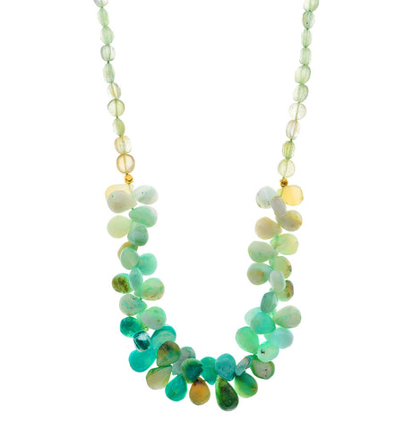 <P dir=ltr class=Body>Lovely Necklace of Prehnite and Opal drops 22" Long or upon request</P>