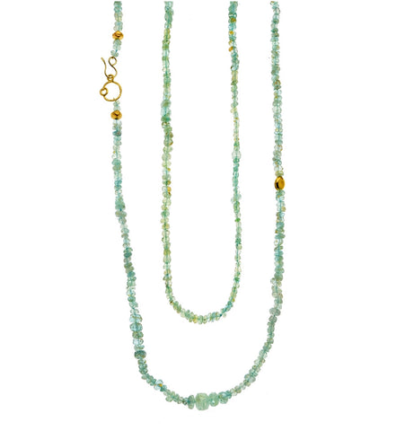 <P dir=ltr class=Body>Long Necklace of Aquamarine with 18K and 22K Solid Gold Nuggets , and a Handmade 18K Gold Lock 46" Long or upon Request</P>