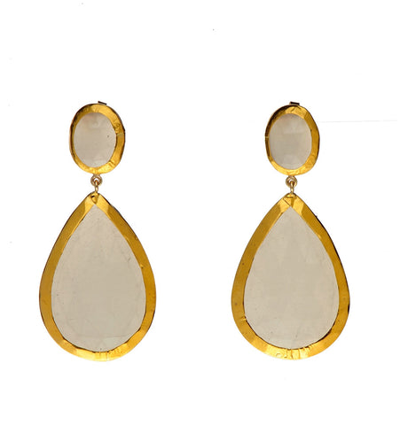 <P dir=ltr class=Body>Double Moonstone stud Earrings, wrapped with 24K Gold. Hang 53mm Width 25mm. </P>